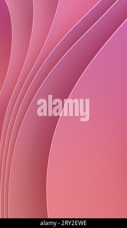 Abstrakte 3D-Illustration des Ganzrahmenhintergrunds von hellen abstrakten rosa geschwungenen Falten Stockfoto