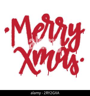 Sprüh-Graffiti-Handschriftenzitat „Frohe Weihnachten“ (Abkürzung des Wortes Weihnachten). Stock Vektor