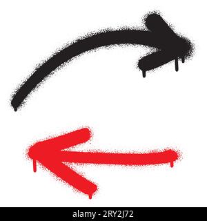 Zwei stilisierte schwarze und rote Pfeile. Graffiti sprühen. Stock Vektor