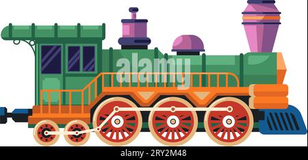 Retro-Dampfzug, Oldtimer-Lokomotivtransport Stock Vektor