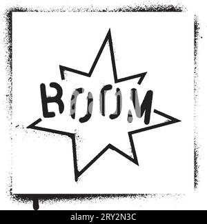 BOOM-Comic-Soundeffekt. Graffiti-Schablone sprühen. Stock Vektor