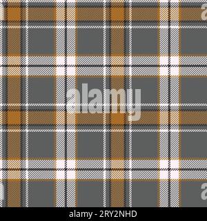 Nahtloses Karomuster (Schottenmuster). Gelb, schwarz, grau und weiß. Schottischer Stil, Holzfäller und Hipster. Stock Vektor