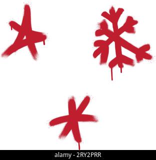 Stilisierter Stern und Schneeflocken. Graffiti sprühen. Weihnachtskonzept. Stock Vektor