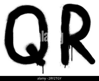 Schwarze Spraygraffiti-Buchstaben ''Q'', ''R''. Teil 9 Stock Vektor