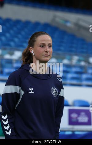 Cardiff, Wales, 26. September 2023: Aktion des Fußballspiels der UEFA Womens Nations League zwischen Wales und Dänemark im Cardiff City Stadium in Cardiff, Wales. (James Whitehead/SPP) Stockfoto