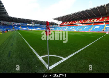 Cardiff, Wales, 26. September 2023: Aktion des Fußballspiels der UEFA Womens Nations League zwischen Wales und Dänemark im Cardiff City Stadium in Cardiff, Wales. (James Whitehead/SPP) Stockfoto