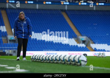 Cardiff, Wales, 26. September 2023: Aktion des Fußballspiels der UEFA Womens Nations League zwischen Wales und Dänemark im Cardiff City Stadium in Cardiff, Wales. (James Whitehead/SPP) Stockfoto