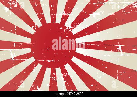 Japanische Marine imperiale Flagge mit Grunge-Textur Stock Vektor