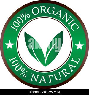 Etikett „100 % organisch – 100 % natürlich“ Stock Vektor