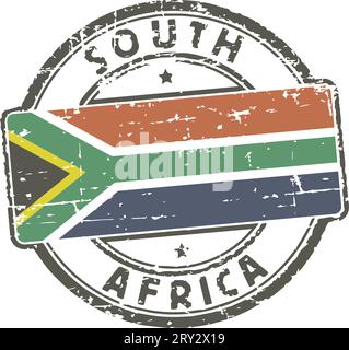 Grunge-Stempel mit der Flagge von Südafrika Stock Vektor