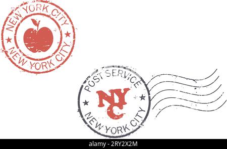 Zwei Grunge-Briefmarken "New york City". Stock Vektor
