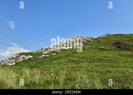 Auf halbem Weg zum Cwm Ivy Tor nahe der Nordküste der Gower-Halbinsel in Südwales an einem sonnigen Septembertag Stockfoto