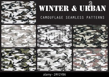Nahtlose Tarnmuster. Winter- und urbaner Style. Vierfarbschema Stock Vektor