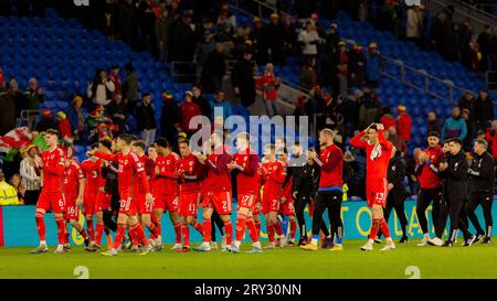 Cardiff, Wales - 28. März 2023: Qualifikationsspiel der Gruppe D zur UEFA-Europameisterschaft Wales gegen Lettland im Cardiff City Stadium. Stockfoto