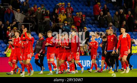 Cardiff, Wales - 28. März 2023: Qualifikationsspiel der Gruppe D zur UEFA-Europameisterschaft Wales gegen Lettland im Cardiff City Stadium. Stockfoto