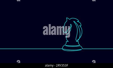 Eine Linie Schachritter Silhouettenzeichnung. Kontinuierliche Linienskizze Strategiespiel Grafik-Objekt-Element Geschäftskonzept. Einfache Konturvektorenkrankheit Stock Vektor