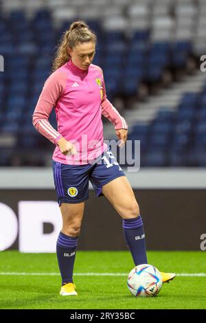 KELLY CLARK, professionelle Fußballspielerin, spielt für die Scotland Women's National Team. Bild, das während einer Schulungssitzung aufgenommen wurde. Stockfoto