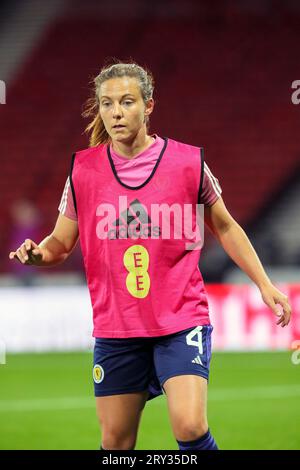 RACHEL CORSIE, professionelle Fußballspielerin, spielt für die schottische Frauen-Nationalmannschaft. Bild, das während einer Schulungssitzung aufgenommen wurde. Stockfoto