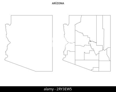 Arizona State Outline County Map Set - Vereinigte Staaten Stockfoto