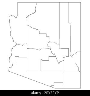 Hoch detaillierte Illustration Karte - Arizona State Map mit Grafschaften Stockfoto