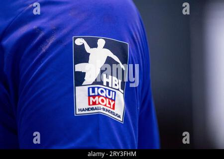 Gummersbach, Deutschland. September 2023 28. LIQUI MOLY Handball Bundesliga Logo LIQUI MOLY Handball Bundesliga: VfL Gummersbach - HC Erlangen; Schwalbe Arena, Gummersbach, 28.09.2023 Credit: dpa/Alamy Live News Stockfoto