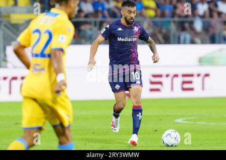 Frosinone, Italien. September 2023 28. Frosinone, Italien, September 2023: Nicolas Gonzalez (10 Fiorentina) während des Spiels der Serie A zwischen Frosinone Calcio und ACF Fiorentina im Stadio Benito Stirpe in Frosinone, Italien (Foto Mosca/SPP) Credit: SPP Sport Press Photo. Alamy Live News Stockfoto