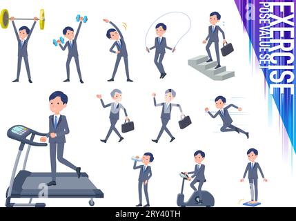 Ein Satz Berater Job Mann auf Übung und Sport. Es ist Vektorkunst so einfach zu bearbeiten. Stock Vektor