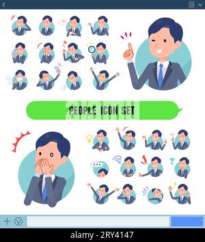 Eine Gruppe von Beraterjob-Mann mit drückt verschiedene Emotionen im Icon-Format aus. Es ist Vektorgrafik so einfach zu bearbeiten. Stock Vektor