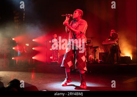 Hammersmith, London, 28.09.2023, Singer Arlo Parks bei Eventim Apollo, Hammersmith, London während der „My Soft Machine“-Tour. Quelle: John Barry/Alamy Live News Stockfoto