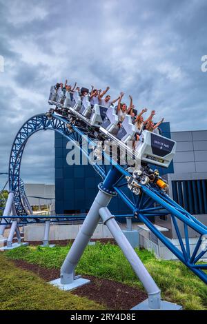 Poitiers, Frankreich - 14. August 2023: The Futuroscope ist ein Freizeitpark in Frankreich, der sich mit den Medientechnologien der Zukunft befasst. Es befindet sich in C Stockfoto