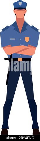 Die Polizei steht mit gefalteten Armen Stock Vektor