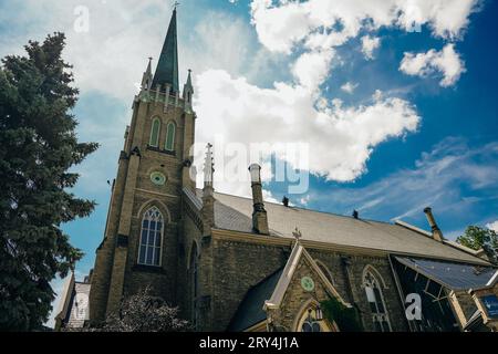 St. James Cathedral's Door in london, ontario - dez 2022. Hochwertige Fotos Stockfoto