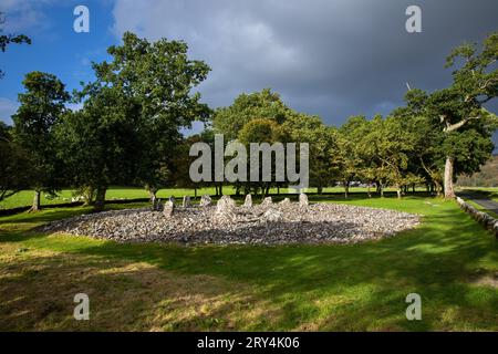 Tempel-Holz-Stein-Kreis Stockfoto