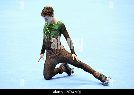 Kolumbien. 27. September 2023 Juan RODRIGUEZ (ARG), während des Junior Men, Long Program, bei den Artistic Skating World Championships Ibagu-Tolima 2023, im Parque Deportivo Municipal, am 27. September 2023 in Ibagu, Kolumbien. Quelle: Raniero Corbelletti/AFLO/Alamy Live News Stockfoto