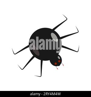 Zeichentrickfigur mit Vampirmund mit Zähnen. Black Scary Spider. Halloween-Poster. Halloween-Party. Vektorillustration... Stock Vektor