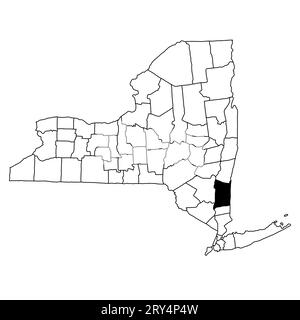 Karte von Dutchess County im Bundesstaat New York auf weißem Hintergrund. Single County Karte, schwarz hervorgehoben auf der New yorker Karte. Stockfoto