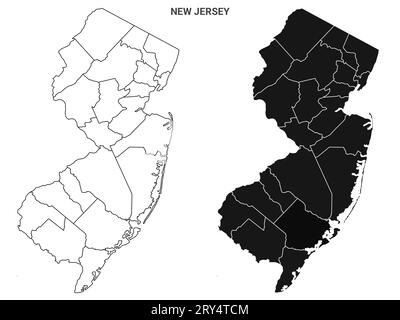 New Jersey Outline County Kartensatz – Illustrationsversion Stockfoto