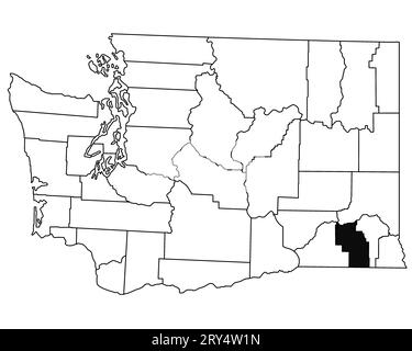 Karte von columbia County im Bundesstaat Washington DC auf weißem Hintergrund. Single County Karte, schwarz hervorgehoben auf WASHINGTON Karte. USA, USA Stockfoto