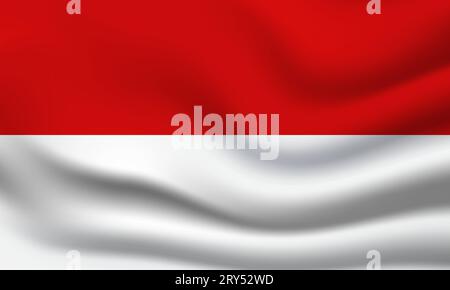 Indonesien Flagge 3D winkende Banner Hintergrund Stock Vektor