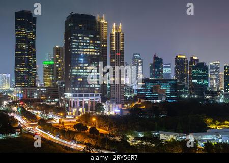 Jakarta, Indonesien - 23. September 2023: Luftverschmutzung in Jakarta, der Hauptstadt Indonesiens. Stockfoto