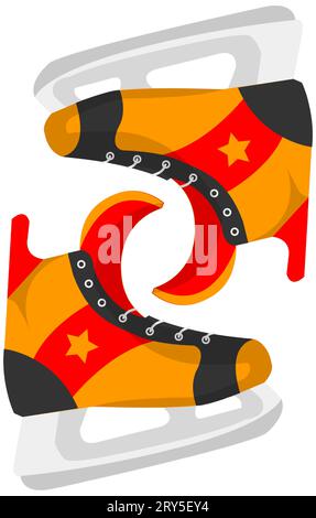 Eiskunstlauf-Stiefel mit farbenfrohen Design-Vektor Stock Vektor