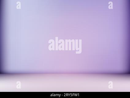 Realistischer, leerer 3D-Studioraum mit violettem Hintergrund. Perfekt für Produktfotografie. Vektorillustration Stock Vektor