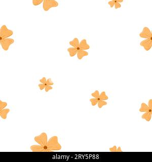Nahtloses minimalistisches Muster mit einfachen Gänseblümchen. Endloser Kamillenhintergrund im skandinavischen Stil. Stilisierte Sonnenblumen mit Blumen digital Stockfoto