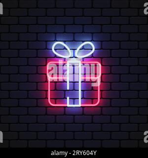 Neon-Symbol als Geschenk, großartiges Design für jeden Zweck. Vektorillustration Stock Vektor