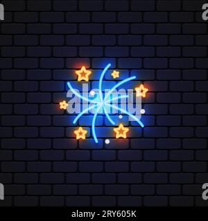 Buntes Feuerwerk Symbol Neon auf hellem Hintergrund. Vektorillustration Stock Vektor