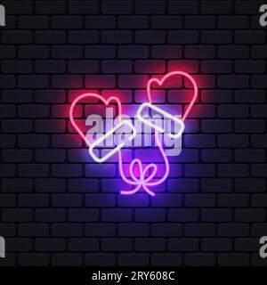 Weihnachtshandschuhe Symbol Neon auf hellem Hintergrund. Vektorillustration Stock Vektor