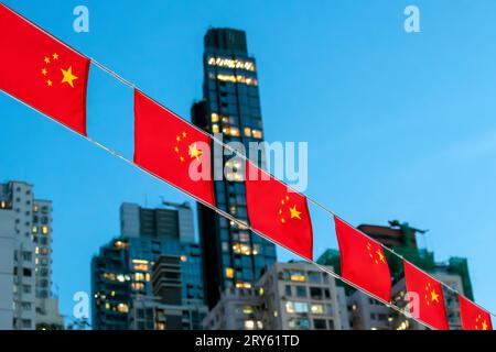 Flaggen der Volksrepublik China, Hongkong, China. Stockfoto