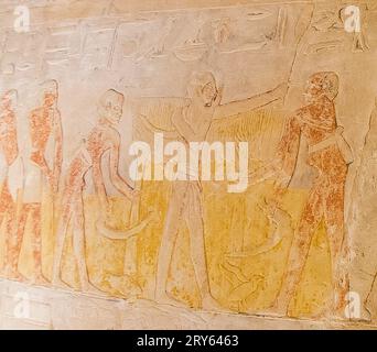 Ägypten, Sakkara, Grab von Mehu, Ernte. Stockfoto