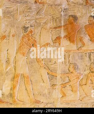 Ägypten, Sakkara, Grab von Mehu, Fische zählen. Stockfoto