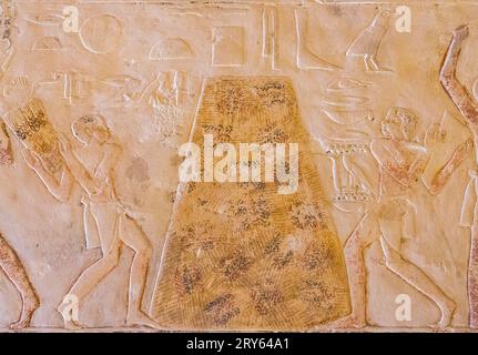 Ägypten, Sakkara, Grab von Mehu, Getreidestapel. Stockfoto